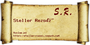 Steller Rezső névjegykártya